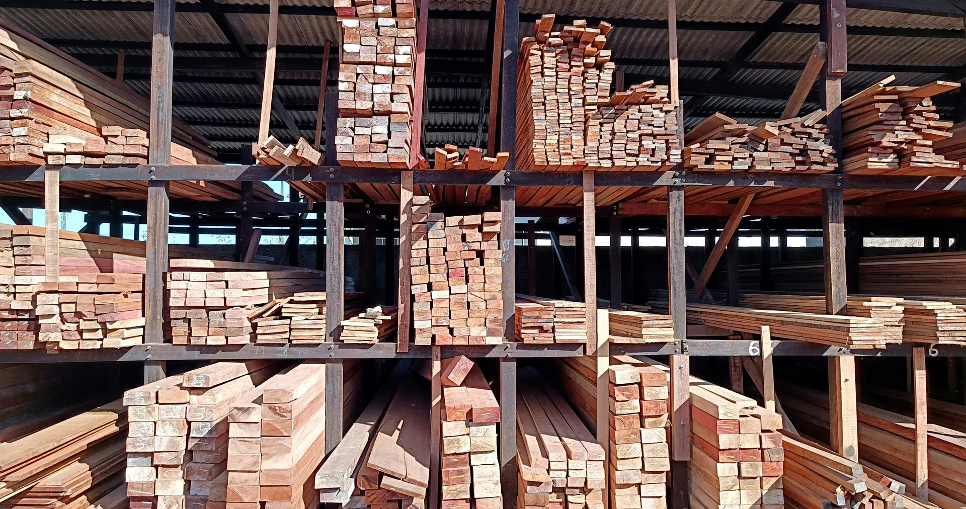 Organized timber inventory prepared for furniture manufacturing