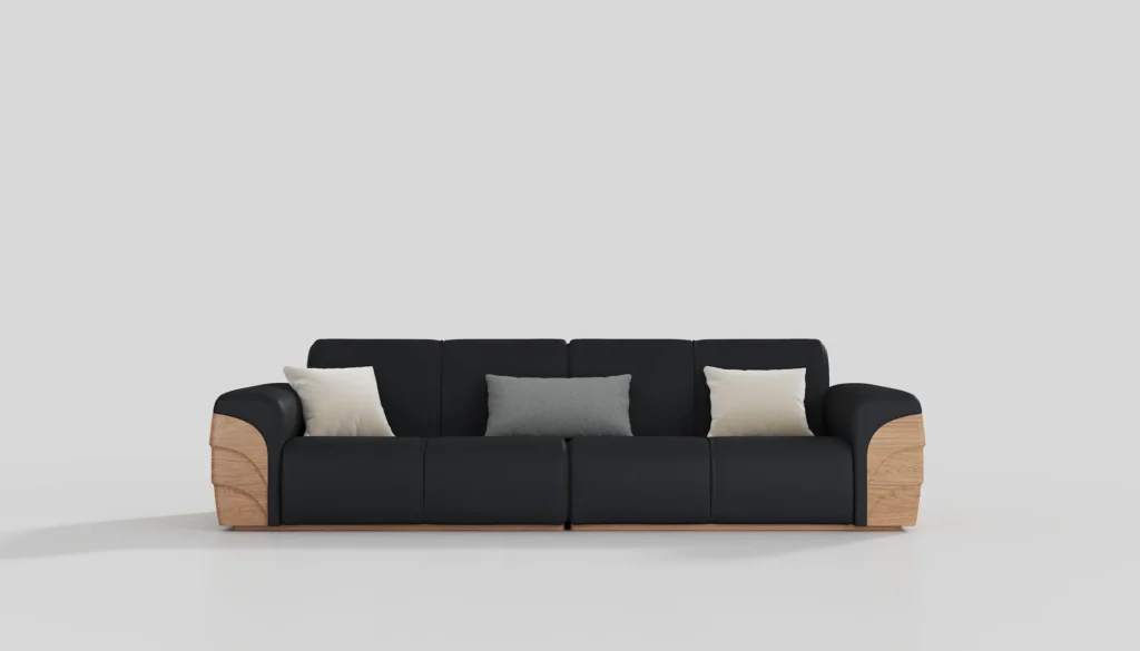 Contrast upholstered sofa on a neutral background