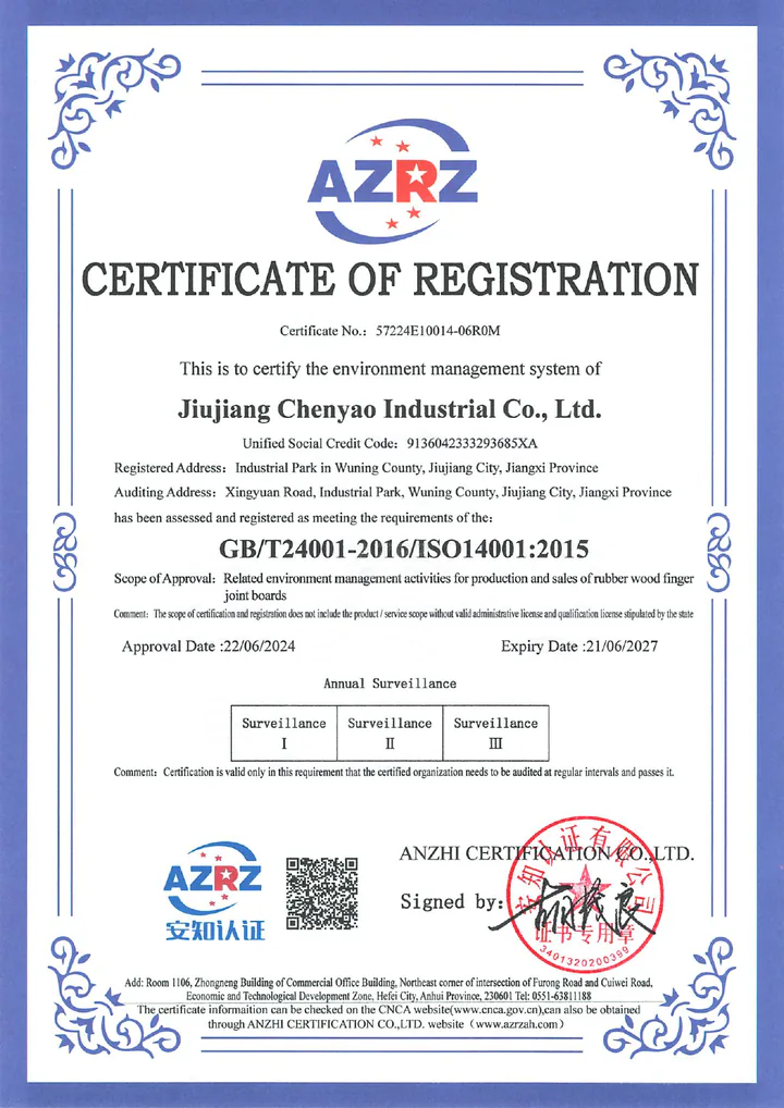 Jiujiang Chenyao Industrial Co., Ltd. credential preview