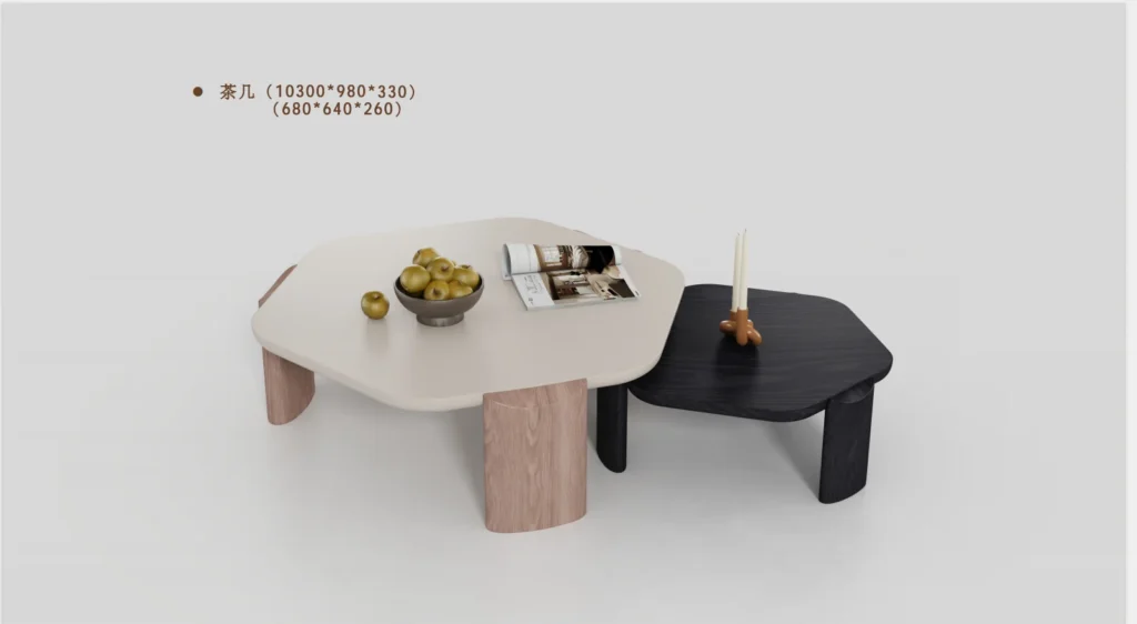 Sculptural coffee-table set on a neutral background
