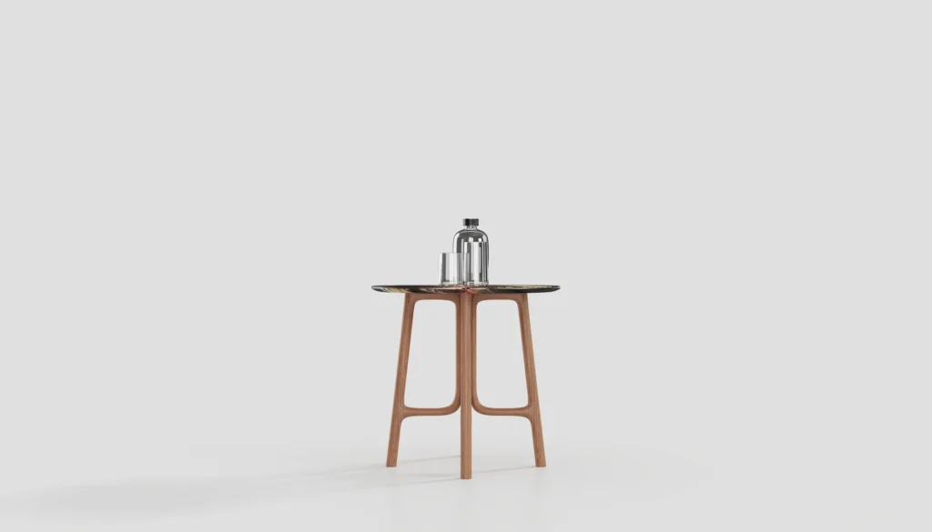 Solid-wood counter stool on a neutral background