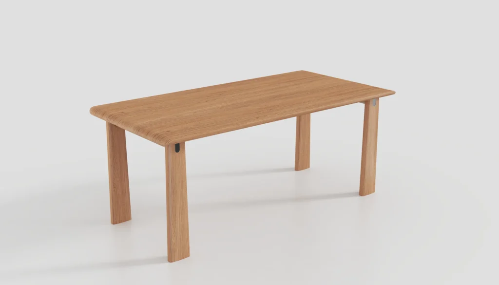 Solid-wood dining table on a neutral background