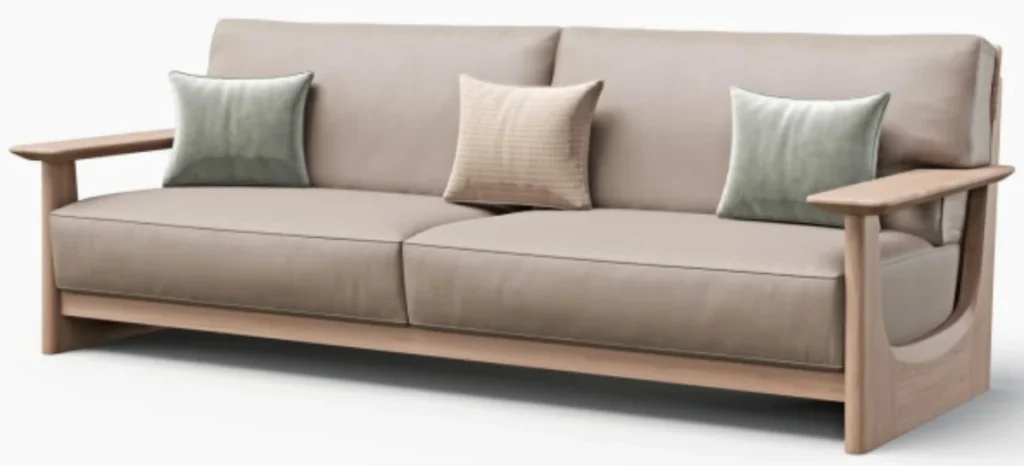 White-oak sofa model D28-56 on a white background