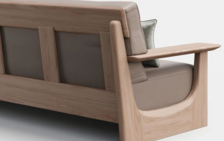 White-oak sofa detail view